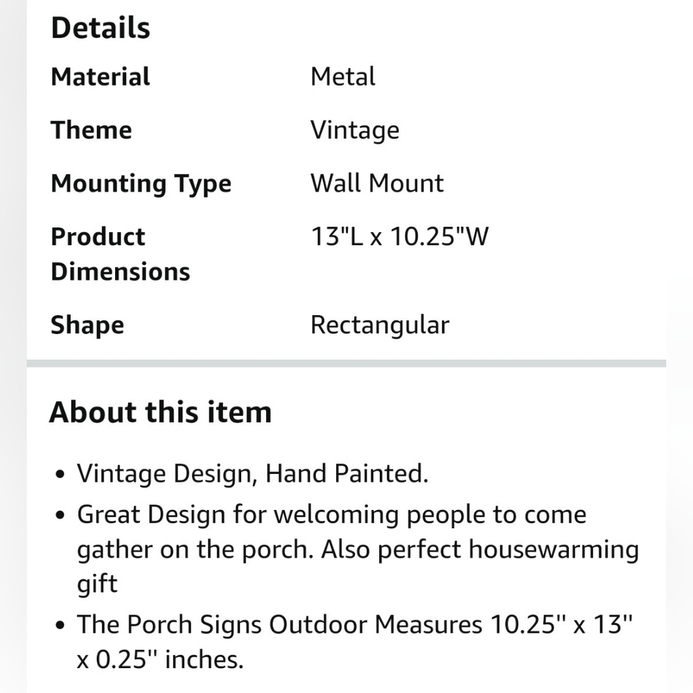 🍄 NWT RED METAL PORCH RULES - Picture 4 of 11